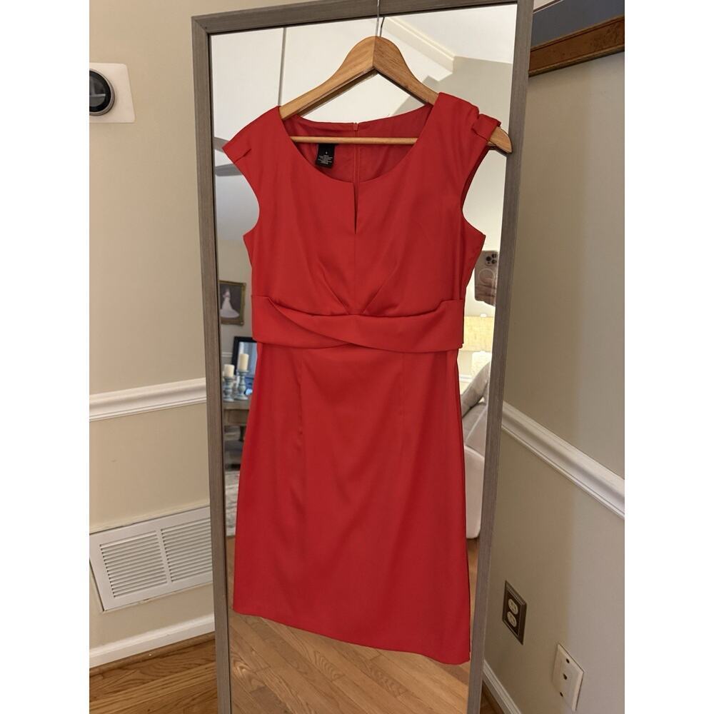 New Directions Red Sheath Dress Size 6 Scoop Neck